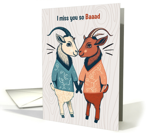 Miss You Two Male Goats in Shirts Cute LGBTQ card (1753444)