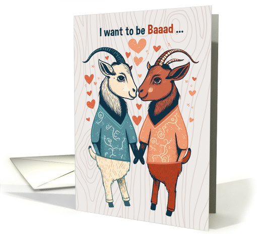 Love and Romance Two Male Goats Want to be Baaad LGBTQ card (1753448)