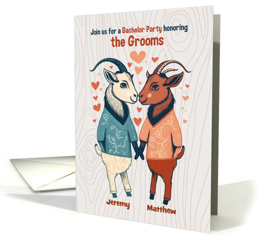 Two Grooms Bachelor Party Cute Goats in Love card (1753488)