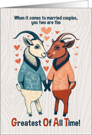 Gay Wedding Anniversary GOATS Greatest Of All Time card