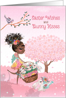 Easter Wishes Filled with Bunny Kisses Brown Skinned Girl card