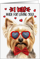 Valentine’s Day Teacup Yorkshire Terrier Dog Made for Loving You card