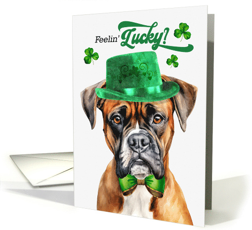 St Patrick's Day Boxer Dog Feelin' Lucky Clovers card (1756046)