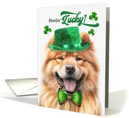 St Patrick's Day Chow Chow Dog Feelin' Lucky Clovers card (1756140)