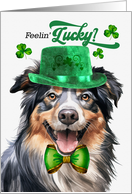 St Patrick’s Day English Shepherd Dog Feelin’ Lucky Clovers card