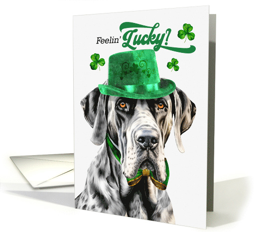 St Patrick's Day Great Dane Dog Feelin' Lucky Clovers card (1756192)