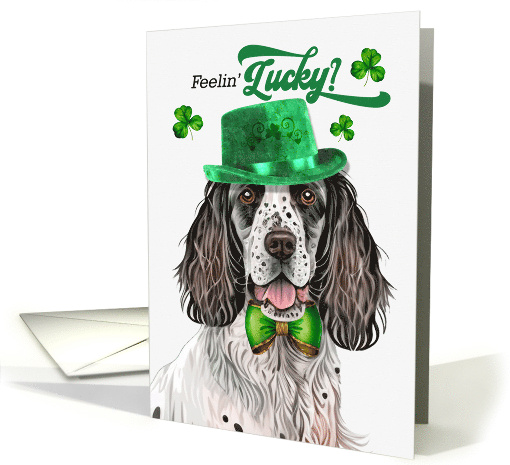 St Patrick's Day English Setter Dog Feelin' Lucky Clovers card