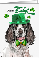 St Patrick’s Day English Setter Dog Feelin’ Lucky Clovers card