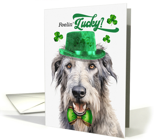 St Patrick's Day Irish Wolfhound Dog Feelin' Lucky Clovers card