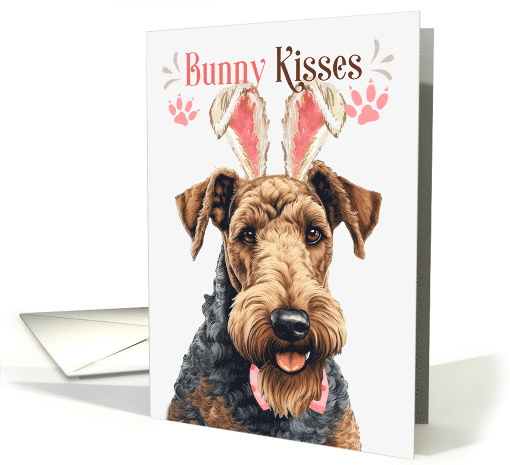 Easter Bunny Kisses Airedale Terrier in Bunny Ears card (1756818)