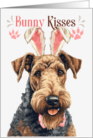 Easter Bunny Kisses Airedale Terrier in Bunny Ears card