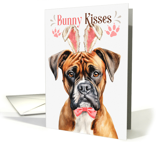 Easter Bunny Kisses Boxer Dog in Bunny Ears card (1756980)