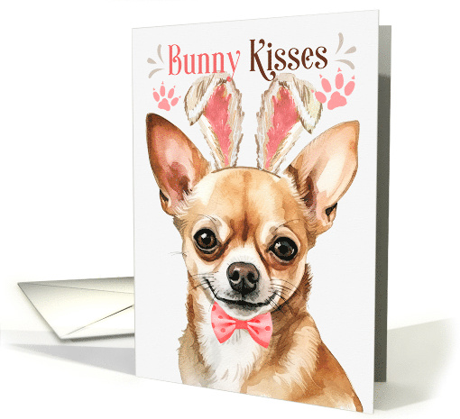 Easter Bunny Kisses Tan Chihuahua Dog in Bunny Ears card (1756992)