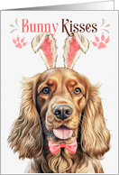 Easter Bunny Kisses English Cocker Spaniel Dog in Bunny Ears card