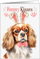 Easter Bunny Kisses Cavalier King Charles Dog in Bunny Ears card