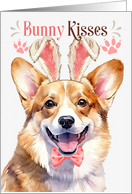 Easter Bunny Kisses Welsh Corgi Dog in Bunny Ears card