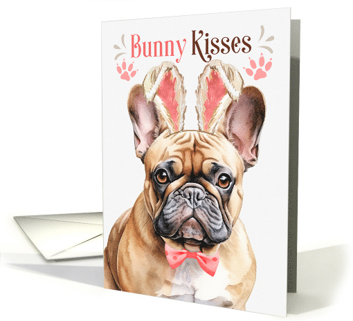 Easter Bunny Kisses French Bulldog Dog in Bunny Ears card (1757082)