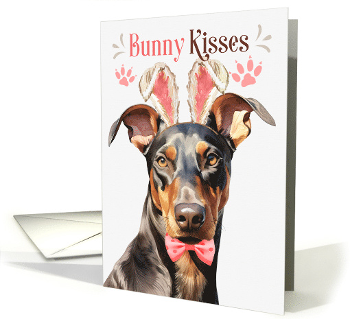 Easter Bunny Kisses Doberman Dog in Bunny Ears card (1757084)