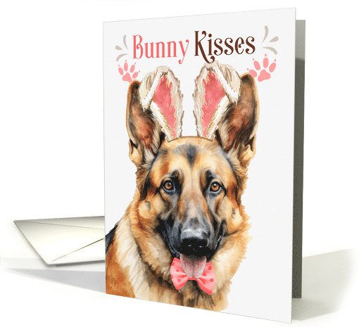Easter Bunny Kisses German Shepherd Dog in Bunny Ears card (1757088)