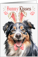 Easter Bunny Kisses English Shepherd Dog in Bunny Ears card
