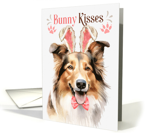 Easter Bunny Kisses Collie Dog in Bunny Ears card (1757092)