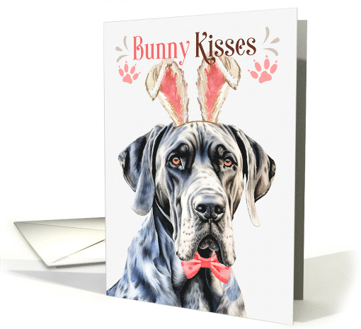 Easter Bunny Kisses Great Dane Dog in Bunny Ears card (1757302)