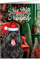 Black Russian Terrier Christmas Dog Nice with a Hint of Naughty card