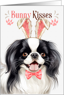 Easter Bunny Kisses Japanese Chin Dog in Bunny Ears card