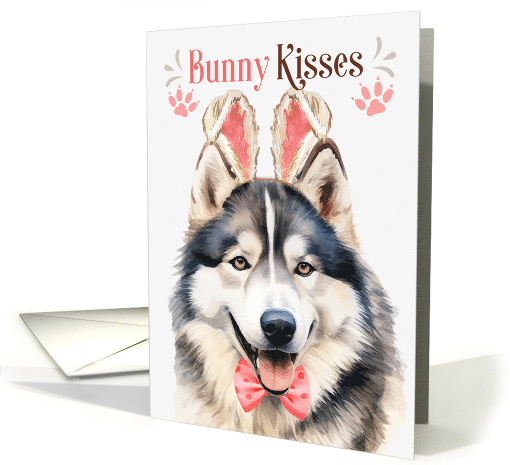 Easter Bunny Kisses Malamute Dog in Bunny Ears card (1757446)