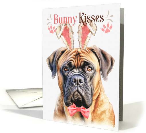 Easter Bunny Kisses Mastiff Dog in Bunny Ears card (1757458)