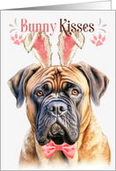 Easter Bunny Kisses Mastiff Dog in Bunny Ears card