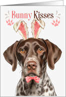 Easter Bunny Kisses English Pointer Dog in Bunny Ears card