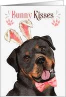 Easter Bunny Kisses Rottweiler Dog in Bunny Ears card