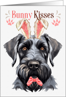 Easter Bunny Kisses Giant Schnauzer Dog in Bunny Ears card