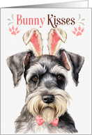 Easter Bunny Kisses Standard Schnauzer Dog in Bunny Ears card