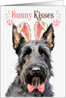 Easter Bunny Kisses Scottish Terrier Dog in Bunny Ears card