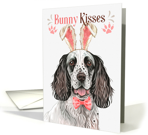 Easter Bunny Kisses English Setter Dog in Bunny Ears card (1757666)