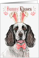 Easter Bunny Kisses English Setter Dog in Bunny Ears card