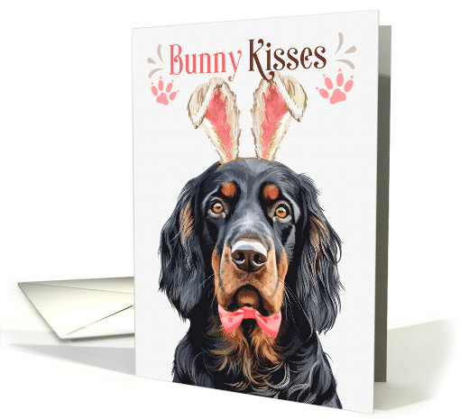 Easter Bunny Kisses Gordon Setter Dog in Bunny Ears card (1757672)