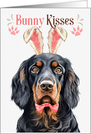 Easter Bunny Kisses Gordon Setter Dog in Bunny Ears card