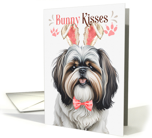 Easter Bunny Kisses Shih Tzu in Bunny Ears card (1757784)