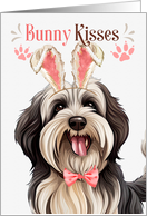 Easter Bunny Kisses Tibetan Terrier in Bunny Ears card
