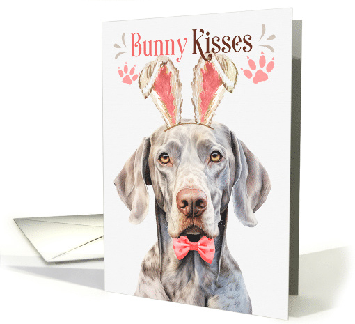 Easter Bunny Kisses Weimaraner Dog in Bunny Ears card (1757856)