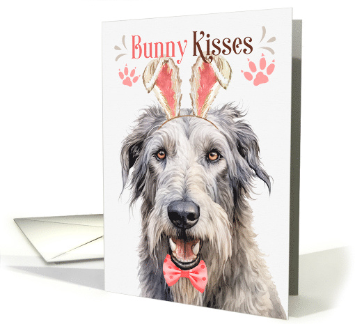Easter Bunny Kisses Irish Wolfhound Dog in Bunny Ears card (1757860)