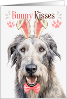 Easter Bunny Kisses Irish Wolfhound Dog in Bunny Ears card