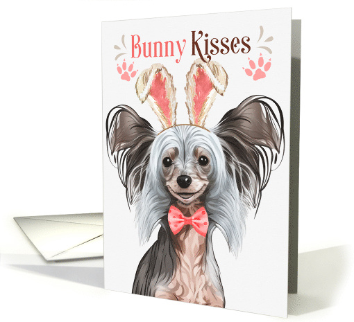 Easter Bunny Kisses Chinese Crested Dog in Bunny Ears card (1757906)