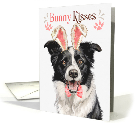 Easter Bunny Kisses Border Collie Dog in Bunny Ears card (1757916)