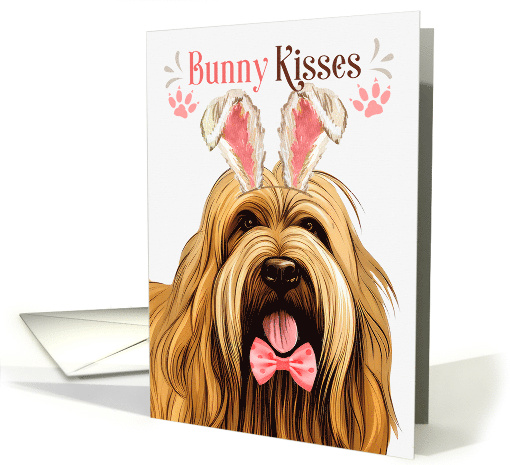 Easter Bunny Kisses Briard Dog in Bunny Ears card (1757918)