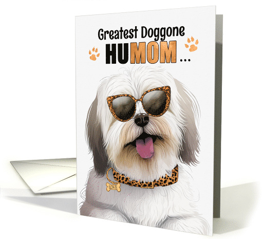 Mother's Day Black Coton de Tulear Dog Greatest HuMOM Ever card
