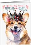 Birthday Pembroke Welsh Corgi Dog Funny Queen for a Day card